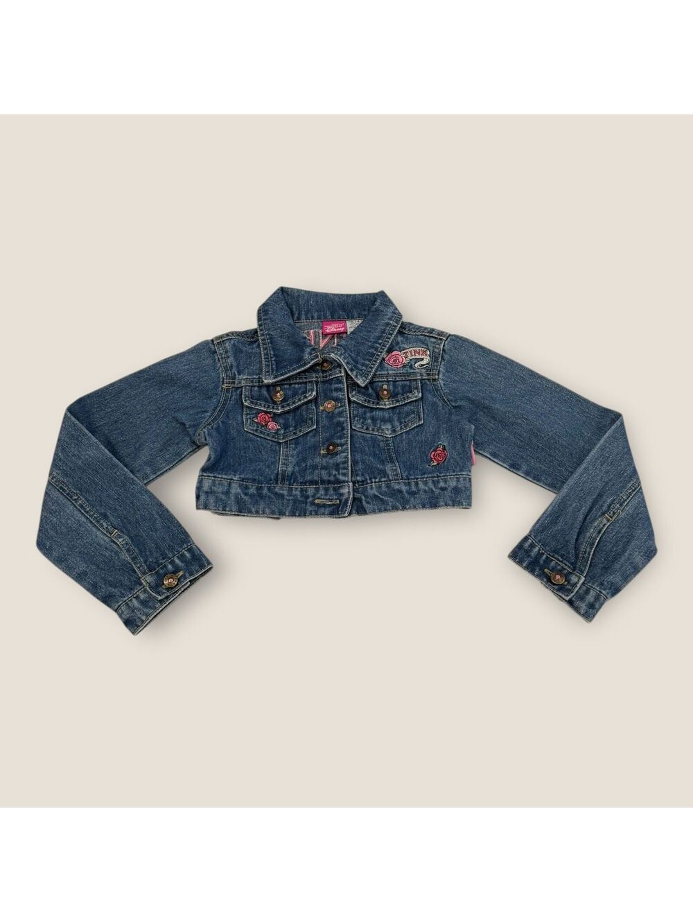 6/6X Disney Y2K Disney Tink Cropped Jean Jacket EUC